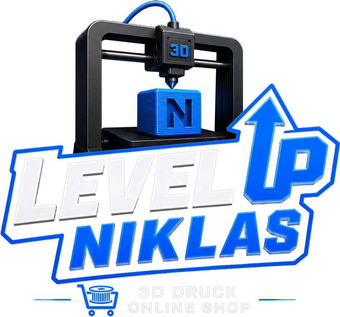 Level Up Niklas – 3D-Drucker mit gedrucktem Logo-Würfel
